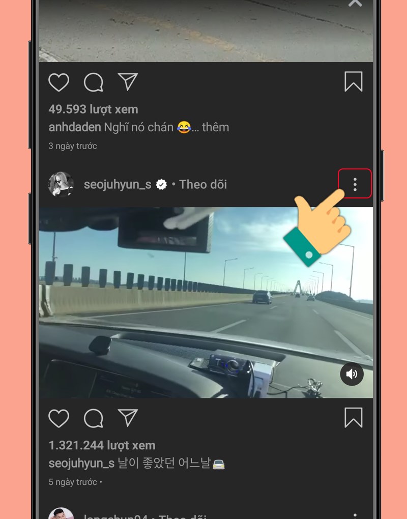 Nhấn vào biểu tượng 3 chấm cạnh video