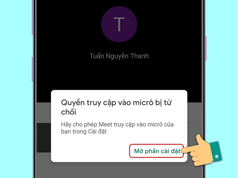 Truy cập vào cài đặt quyền.