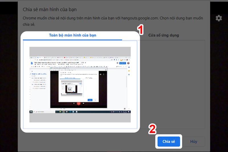 Chia sẻ màn hình.