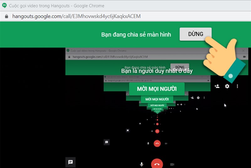 Dừng chia sẻ màn hình.