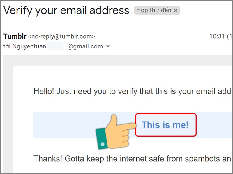 Xác nhận email để tạo tài khoản