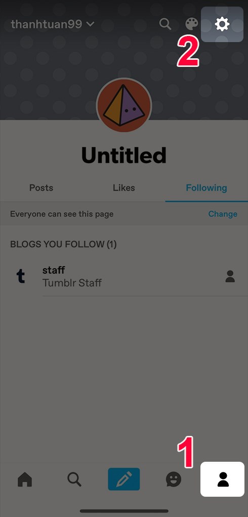 Vào cài đặt tài khoản