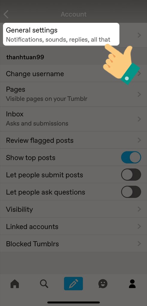 Chọn General settings
