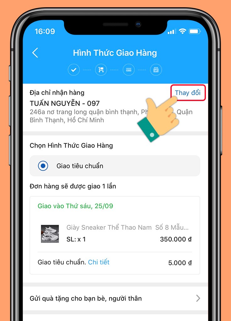 Thay đổi địa chỉ nhận hàng