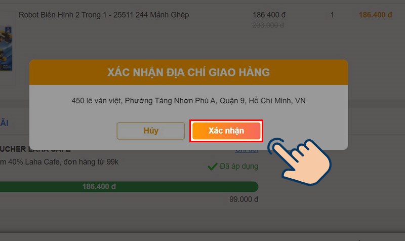 Chọn Xác nhận đơn hàng thêm một lần nữa.