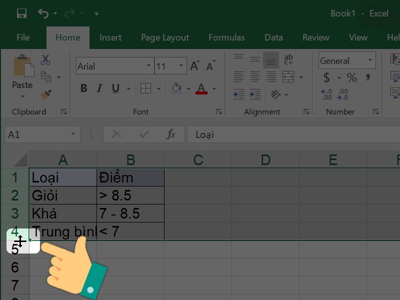Cách giãn dòng thủ công trong Excel