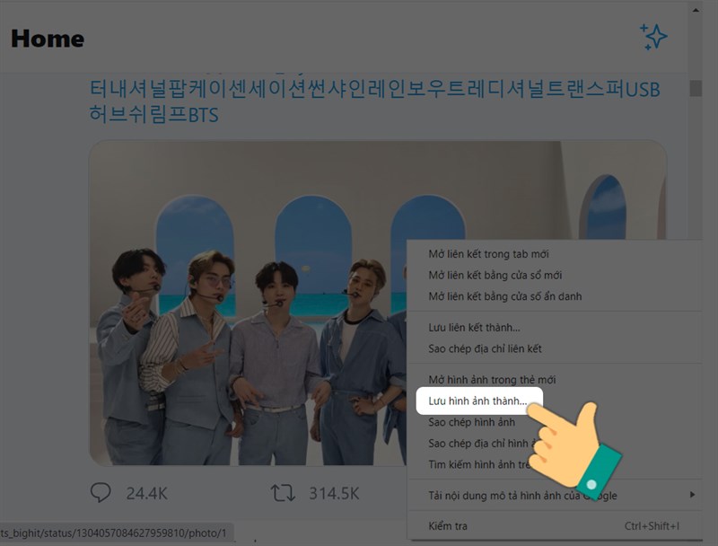 Lưu ảnh trên Twitter về máy tính