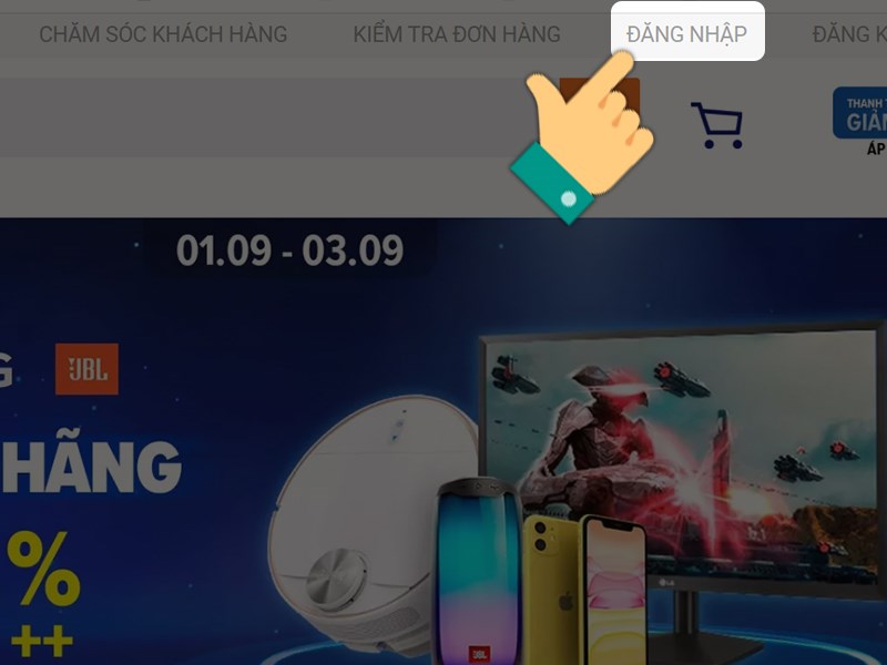 Chọn đăng nhập tài khoản