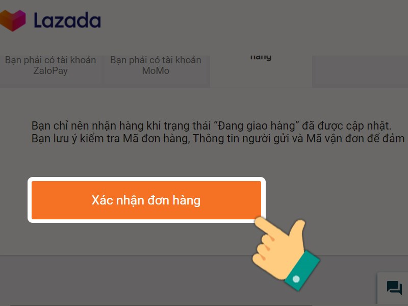 Chọn Xác nhận đơn hàng