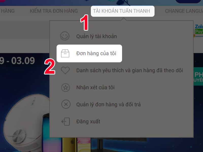 Vào đơn hàng của tôi