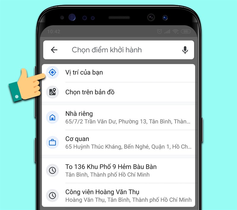 Chọn địa điểm xuất phát.