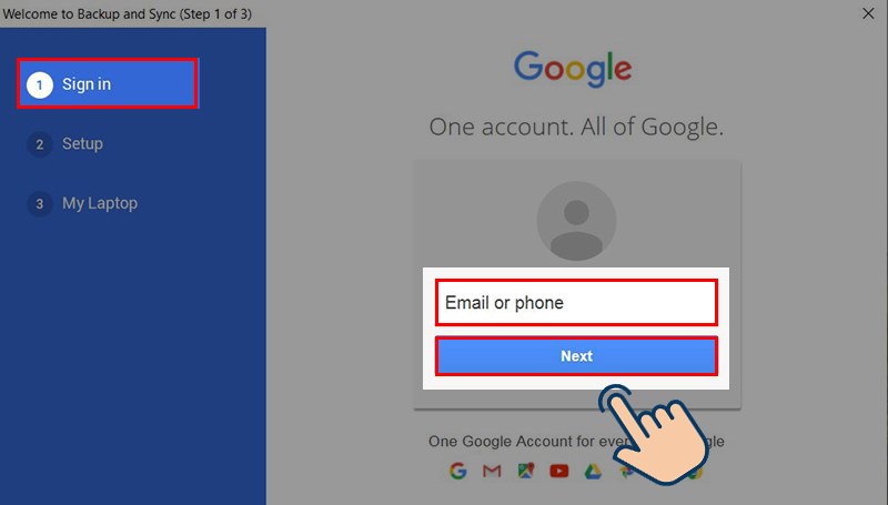  Tại mục Sign in bạn h&atilde;y đăng nhập t&agrave;i khoản Google