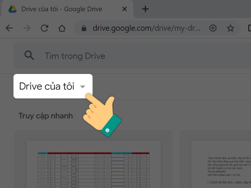  Bạn hãy truy cập vào Google Drive trên máy tính