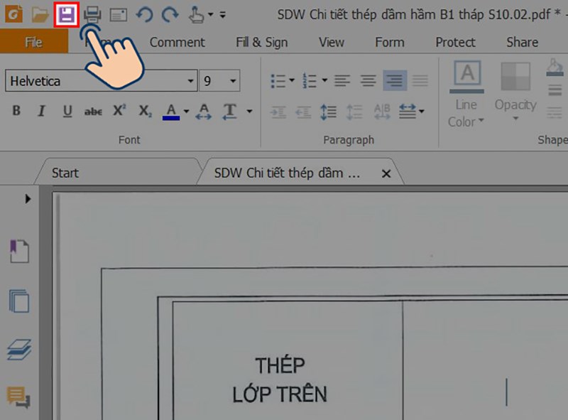 Sau khi chỉnh sửa bạn có thể click vào biểu tượng Save hoặc tổ hợp phím tắt Ctrl + S để lưu file PDF đã chỉnh sửa.