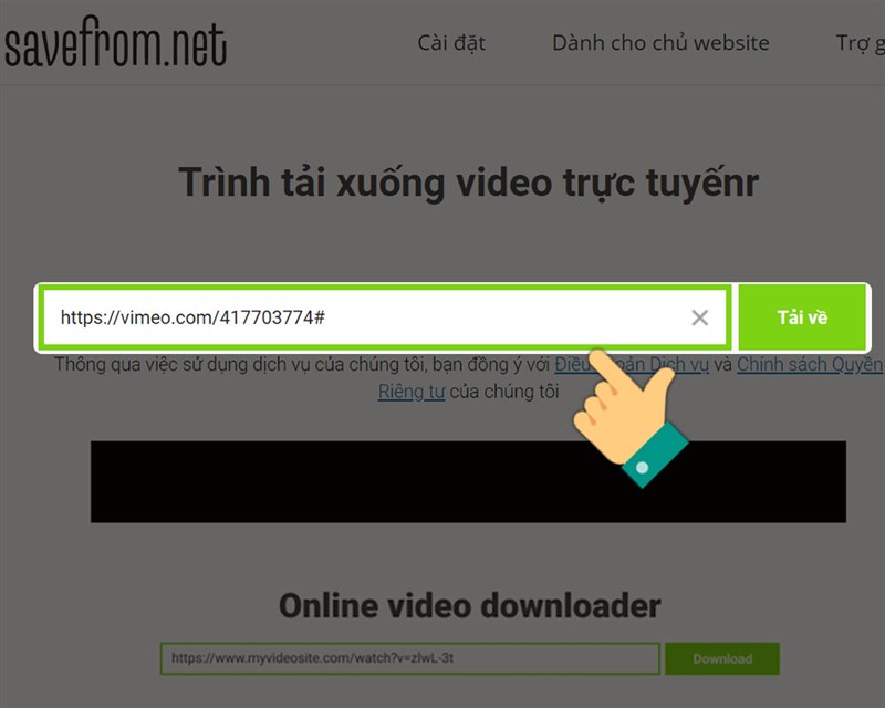 Dán link video vào savefrom.net 
