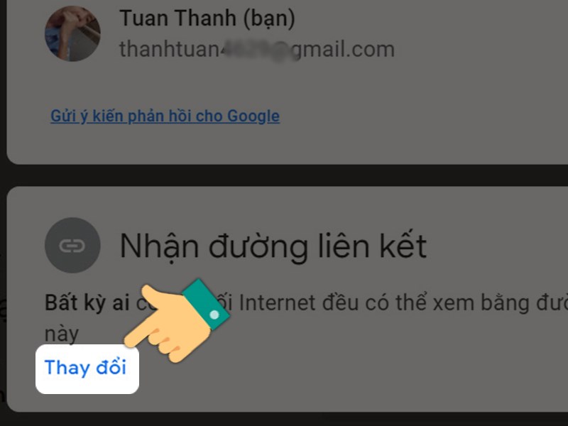 Nhấn vào thay đổi