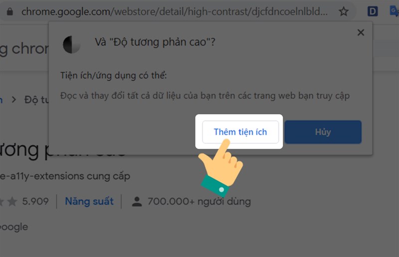 Thêm tiện ích vào bộ công cụ.