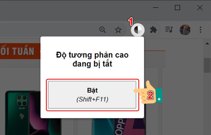 Bật tiện ích.