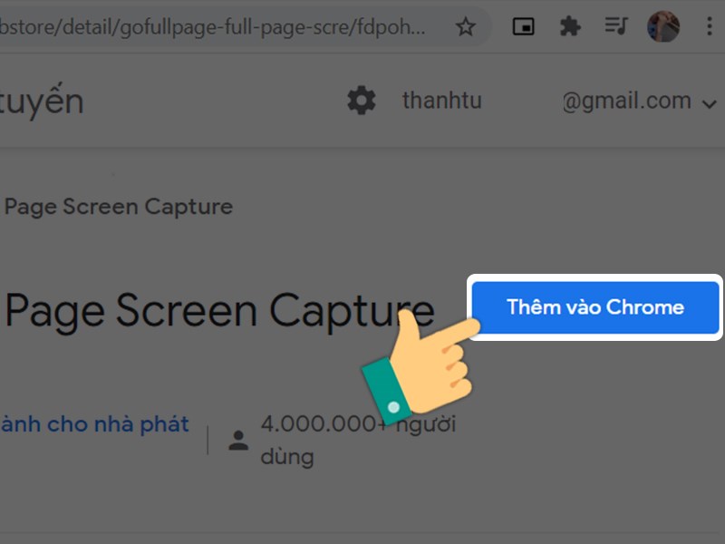 Thêm GoFullPage vào Chrome