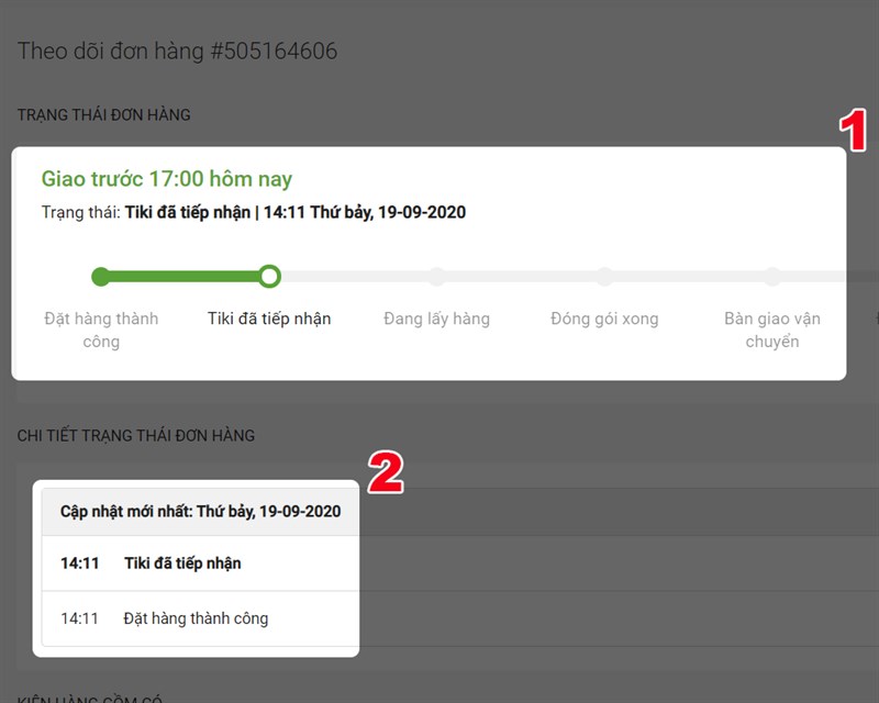 T&igrave;nh trạng đơn h&agrave;ng chi tiết 