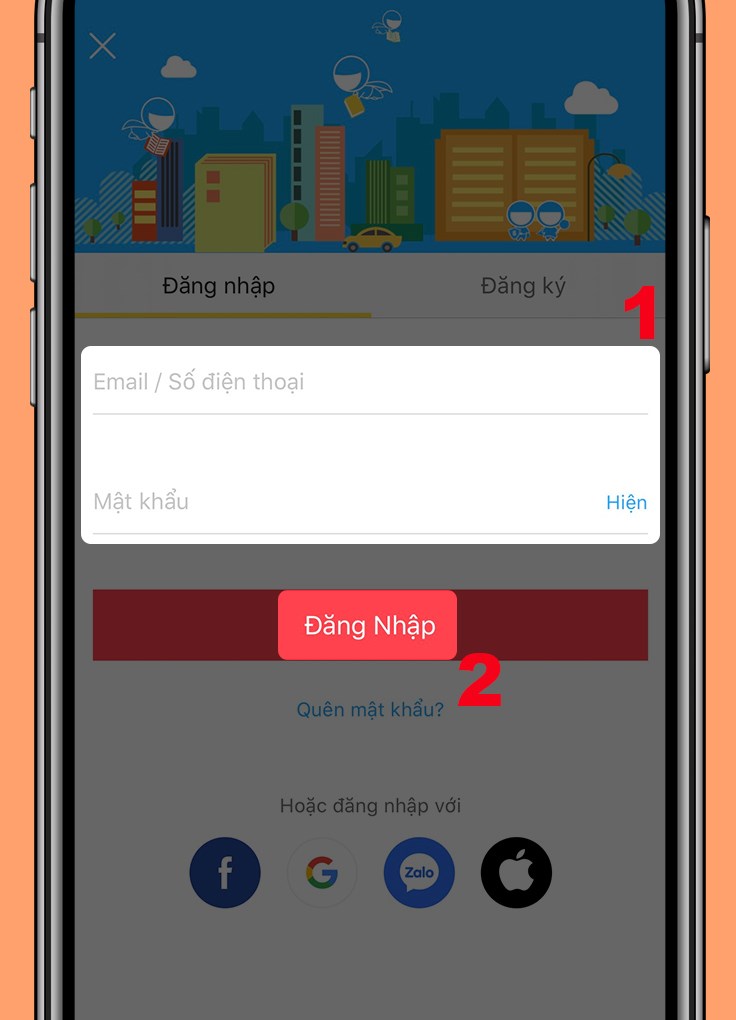 Nhập số điện thoại, email v&agrave; mật khẩu 