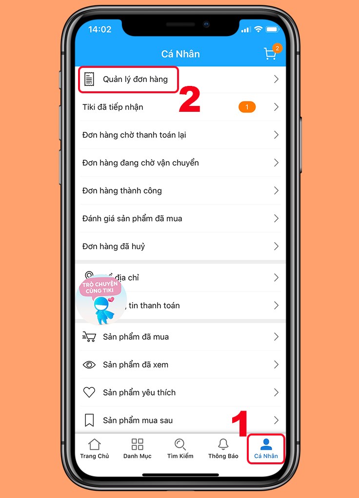 Chọn Quản l&yacute; đơn h&agrave;ng