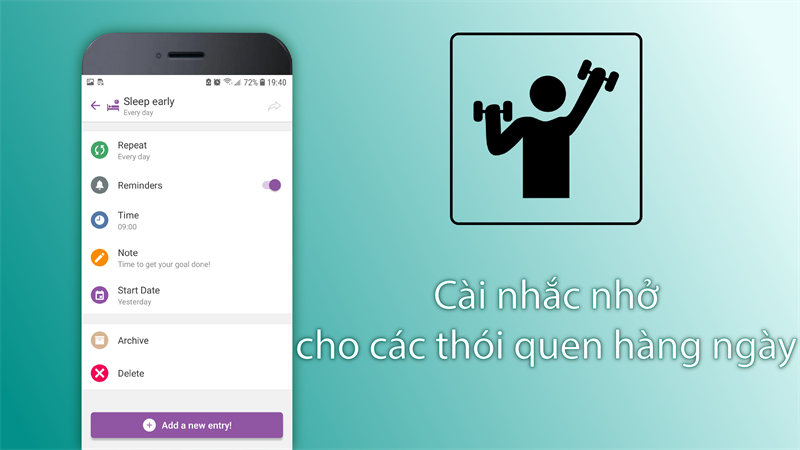 Đặt lời nhắc cho các thói quen hàng ngày