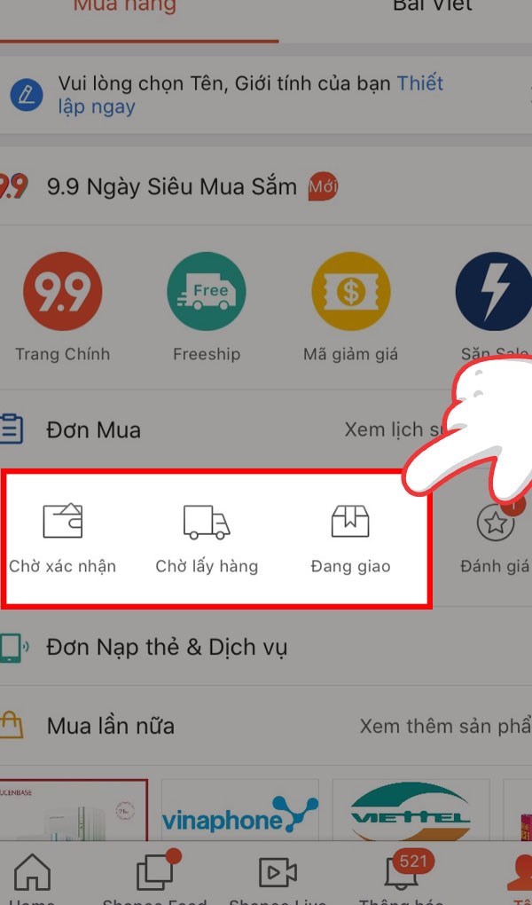 C&aacute;ch tra vị tr&iacute; đơn h&agrave;ng tr&ecirc;n ứng dụng Shopee B1