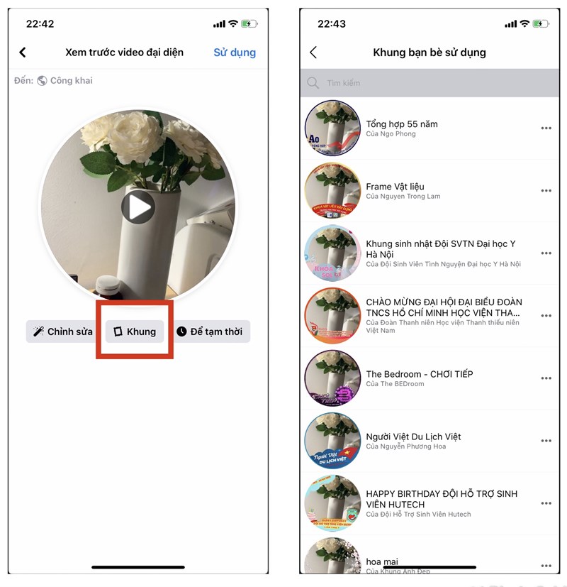 Chọn thêm khung nếu muốn đổi khung cho video.