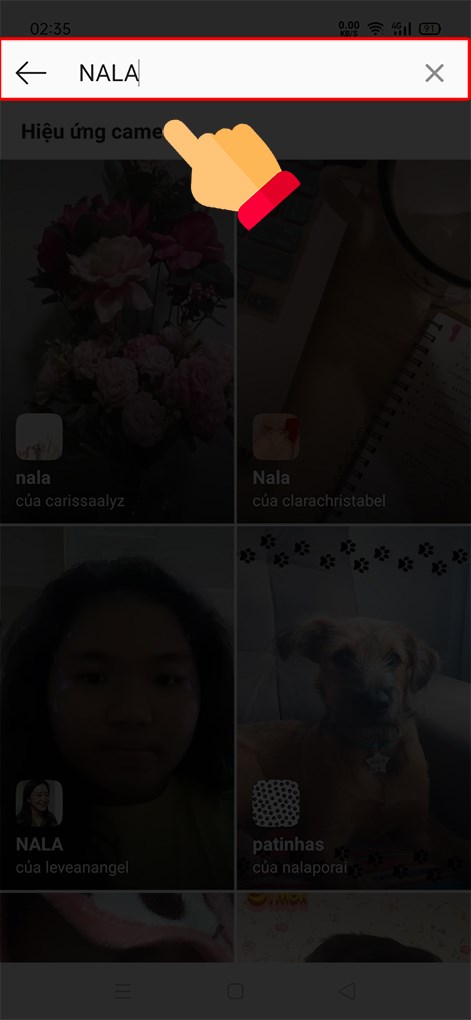 Nhập NALA vào thanh tìm kiếm.