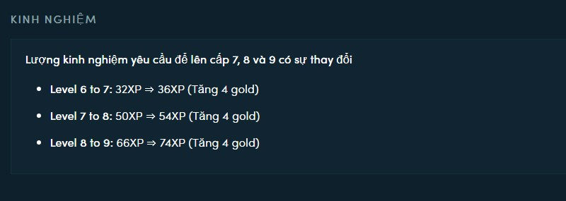 Thay đổi c&aacute;c mốc cấp độ