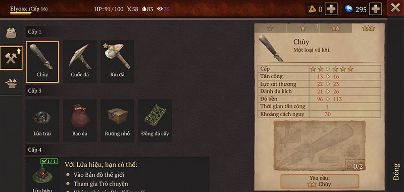 Giao diện chế tạo v&agrave; n&acirc;ng cấp trang bị