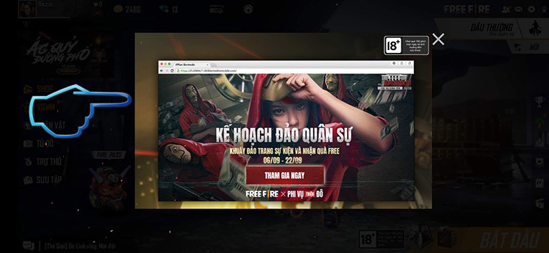  Truy cập khi vừa v&agrave;o game