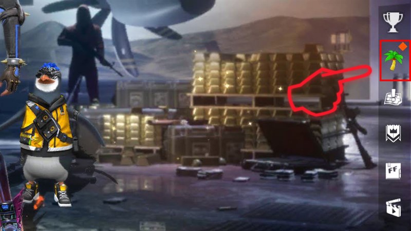 Bước 1: Bạn bấm v&agrave;o logo c&acirc;y dừa b&ecirc;n g&oacute;c phải m&agrave;n h&igrave;nh khi v&agrave;o game.