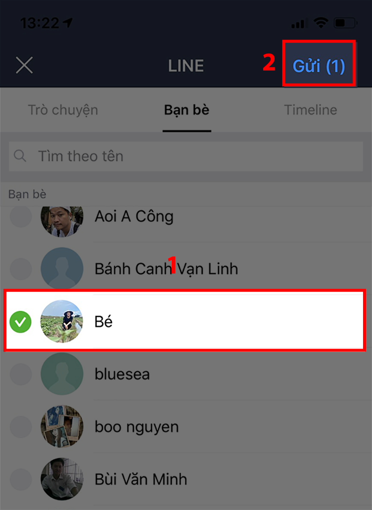 Chọn nút gửi để hoàn tất chia sẻ tin nhắn.