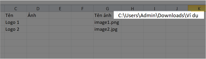 Dán đường dẫn ảnh vào ô bất kỳ