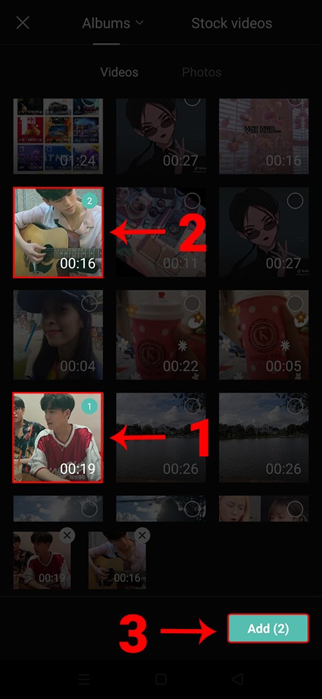 Chọn video muốn chỉnh sửa  Chọn Add.