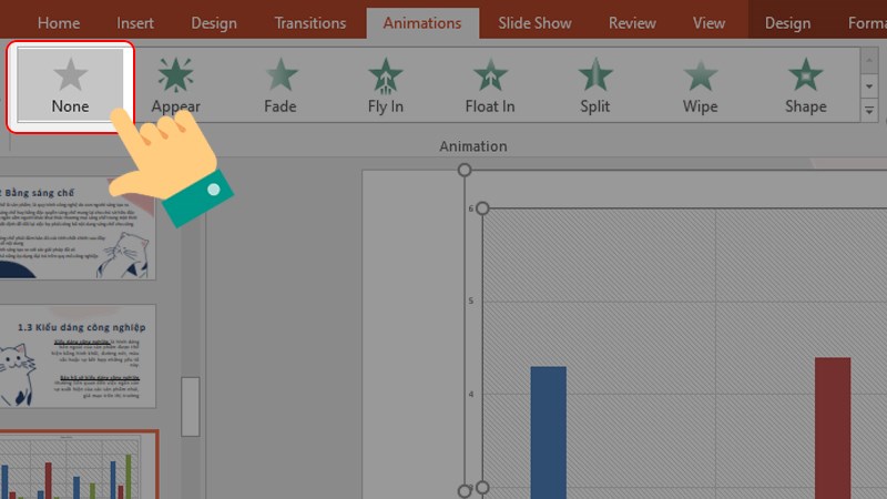 nhấn chọn None trong phần Animation