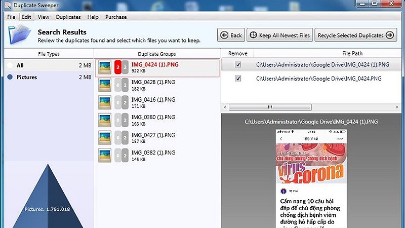 Cài đặt phần mềm Duplicate Sweeper để xóa các tệp trùng