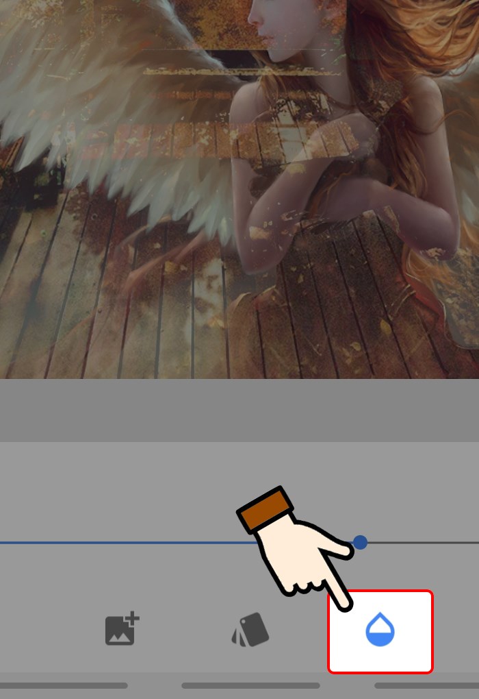 Nhấn chọn biểu tượng Opacity để căn chỉnh độ mờ ảnh