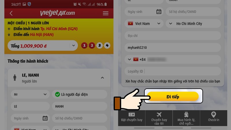 Điền đầy đủ th&ocirc;ng tin h&agrave;nh kh&aacute;ch