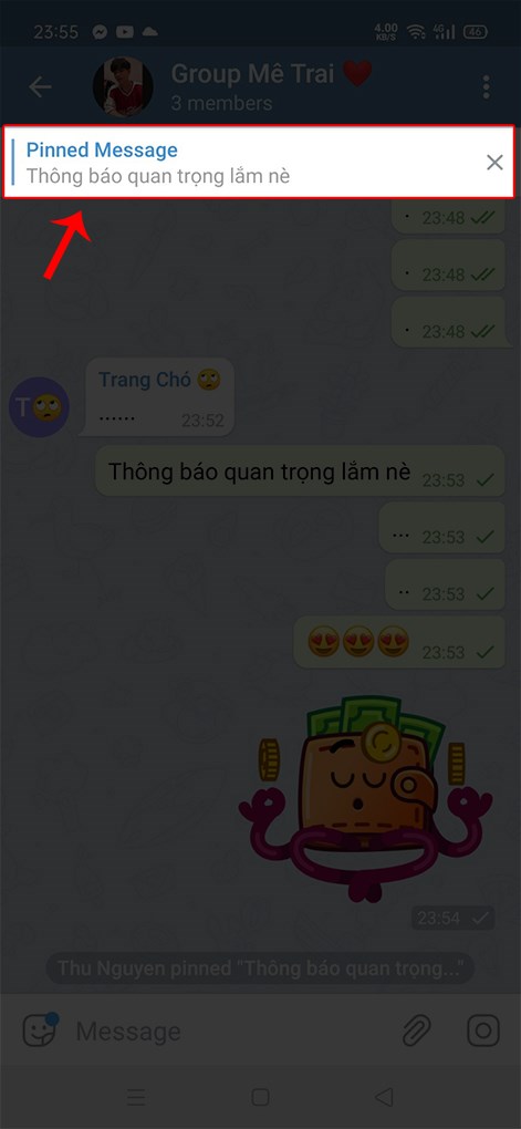 Như vậy, bạn đã thành công  ghim/pin hội thoại, tin nhắn trong nhóm chat Telegram rồi.