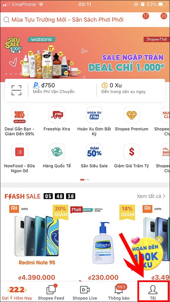 Chọn mục Tôi phía góc cuối bên phải giao diện ứng dụng