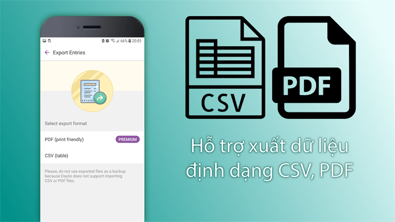 Hỗ trợ xuất dữ liệu ở định dạng CSV, PDF