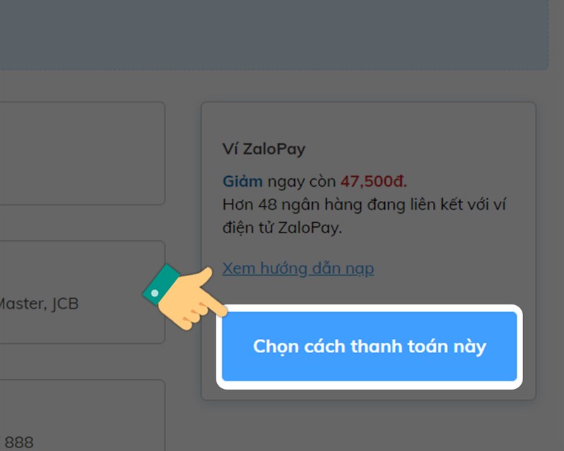 Chọn cách thanh toán này