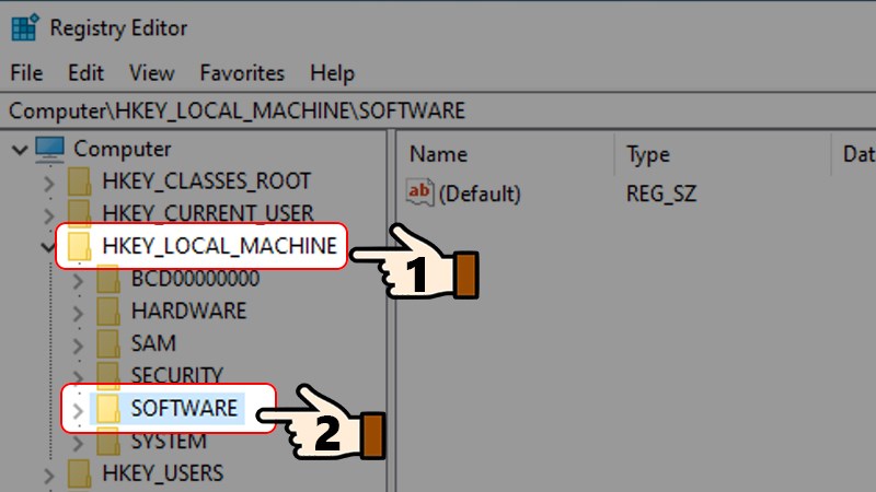 Nhấn chọn HKEY_LOCAL_MACHINE