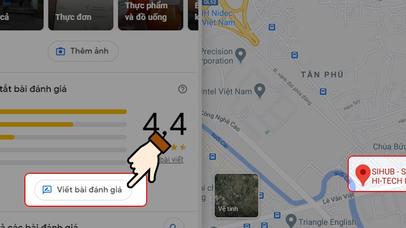 Nhấn chọn Viết bài đánh giá