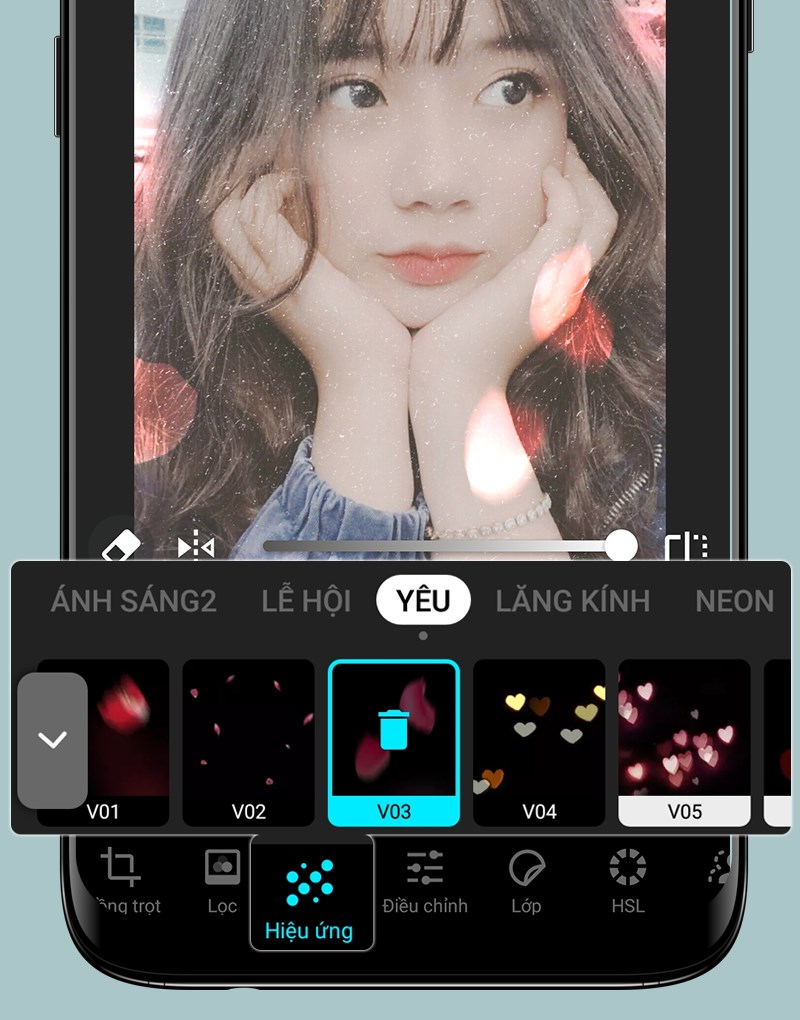 6 mục hiệu ứng gồm &aacute;nh s&aacute;ng