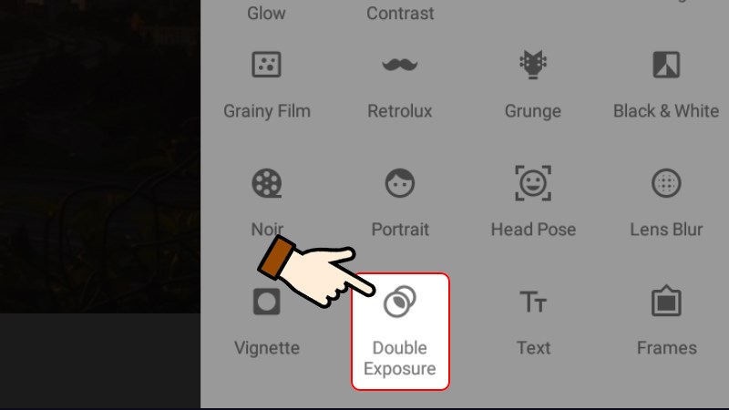 Nhấn chọn hiệu ứng Double Exposure (Phơi s&aacute;ng k&eacute;p)