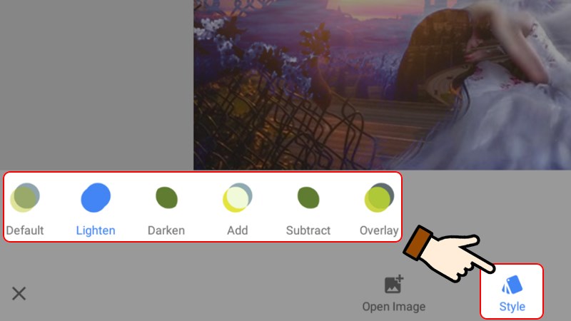 Nhấn chọn Style v&agrave; lựa chọn kiểu hiệu ứng phơi s&aacute;ng k&eacute;p